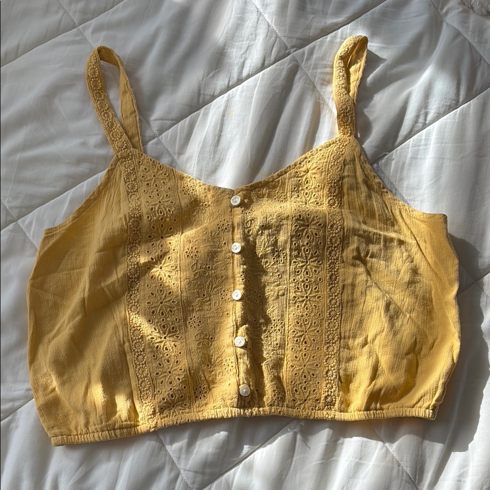 American Eagle Outfitters Gold Crop Camisole Tank Top